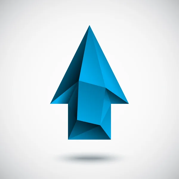 3d cyan (bleu) flèche vers le haut avec ombre et arrière-plan clair — Image vectorielle