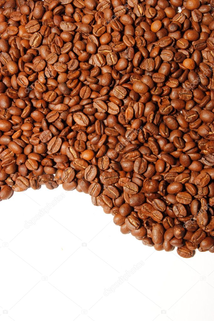 Coffee beans background. Curve (wave).