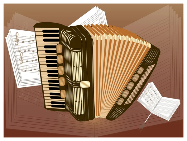 Brown accordion — Stockový vektor