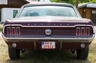 PAAREN IM GLIEN, GERMANY - MAY 26: Cars Ford Mustang coupe, rear view, 