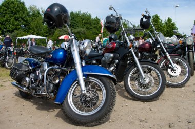 PAAREN IM GLIEN, GERMANY - MAY 26: Various motorcycles Harley-Davidson and Honda Shadow in the background, 