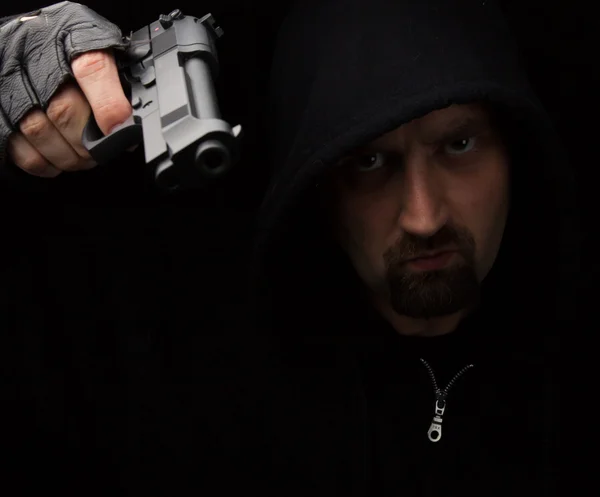 Gangster com arma — Fotografia de Stock