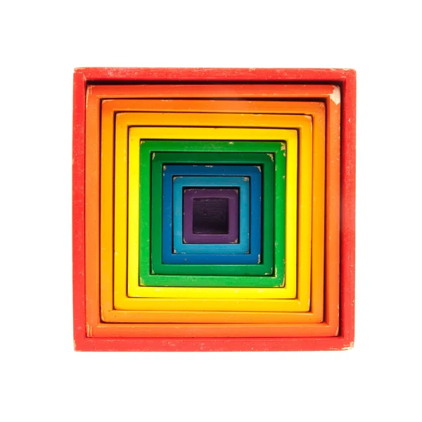 Régi színes/egymásra rakható dobozok játék — Stock Fotó