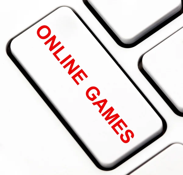 Botão de jogos online no teclado — Fotografia de Stock
