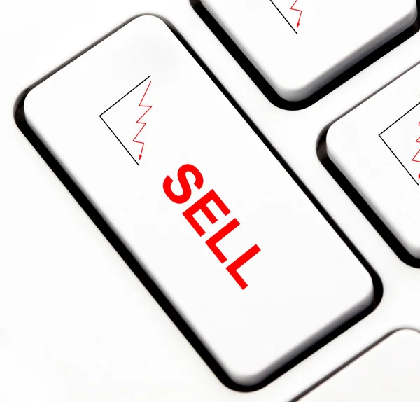 Χρηματιστήριο πωλούν κουμπί στο πληκτρολόγιο — Φωτογραφία Αρχείου