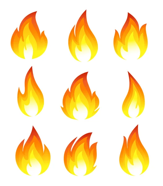 火のアイコンのコレクション — ストックベクタ