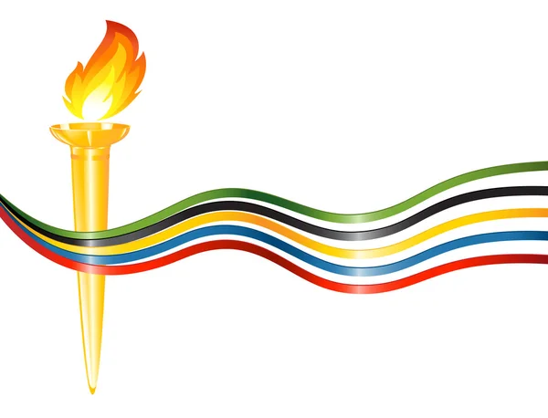 Olympijská pochodeň s barvami na pěti kontinentech — Stockový vektor