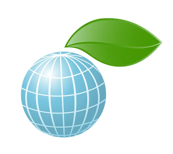 Символ глобуса с растением. Векторная деформация — стоковый вектор