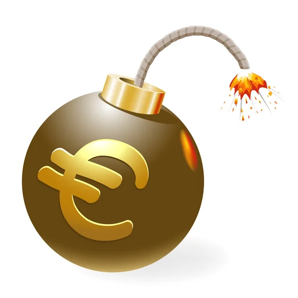 Zpopelněná bomba s symbolu euro. — Stockový vektor