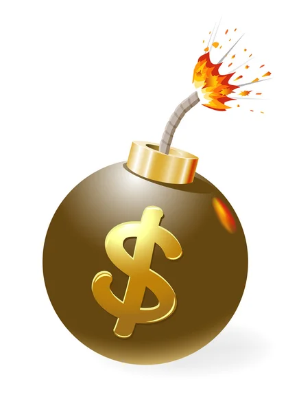 Ignited bomb with dollar-symbol. — Stock Vector