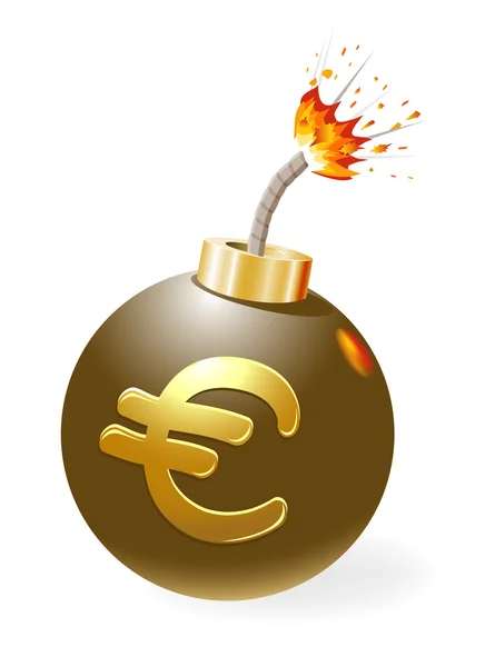 Ignited bomb with euro-symbol. — Stock Vector