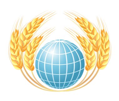 Abstract globe with wheat ears clipart