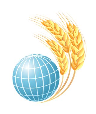 Abstract globe with wheat ears clipart