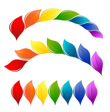 Nature design elements in rainbow colors clipart