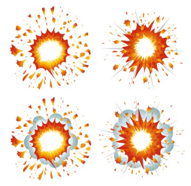 Set of explosions clipart