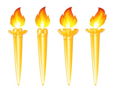 Set of golden torches clipart