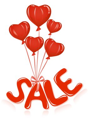 Sale message with heart-balloons. clipart