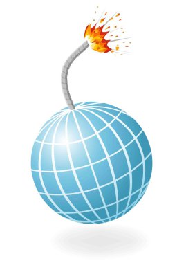 Globe as ignited bomb isolated on the white background. clipart