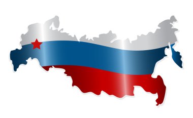 Map of the Russian Federation colored like the Russian flag. Vec clipart