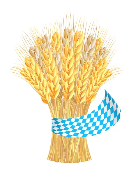 Snop pšenice uši s mašlí v bavorské barvách — Stockový vektor