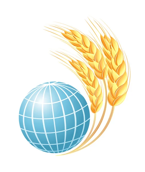 Streszczenie glob z pszenica uszy — Wektor stockowy