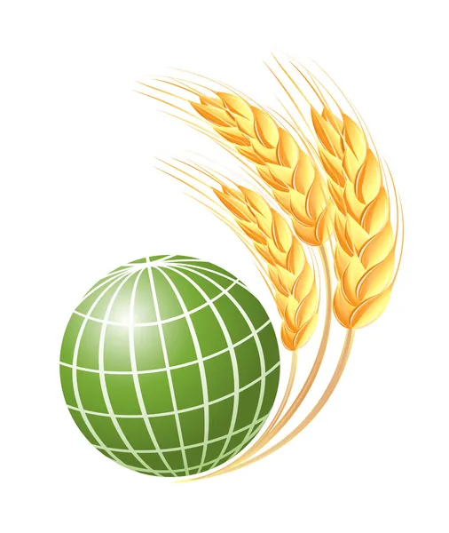 Абстрактный зеленый глобус с пшеничными ушами — стоковый вектор