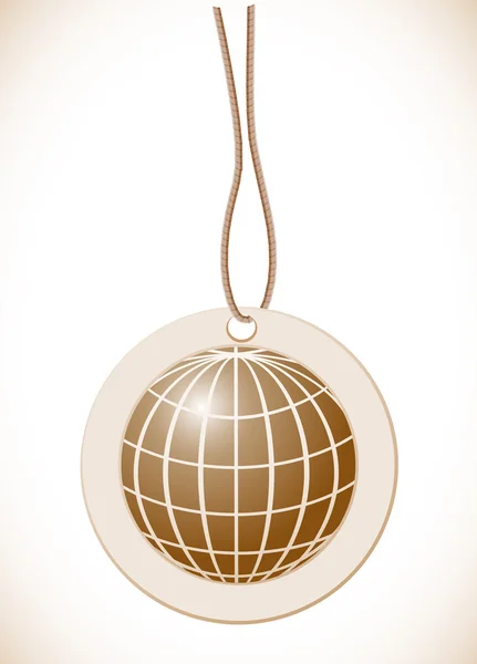 Globe, Étiquette avec cordon — Image vectorielle