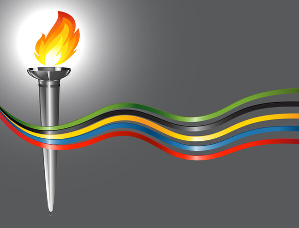 Олимпийский факел с цветами пяти континентов

