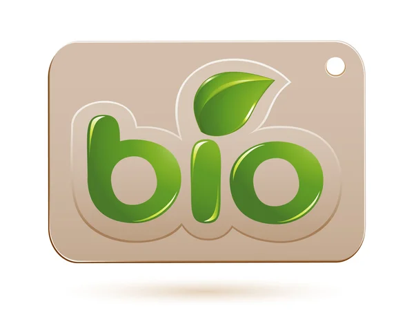 Etiket bio işaretiyle yapraklar — Stok Vektör