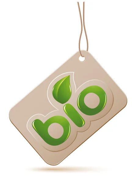 Étiquette bio signe avec des feuilles — Image vectorielle