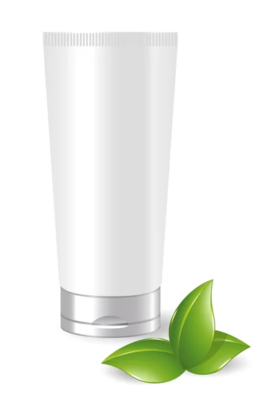 Blank Standing Tube with green leafs — Stock Vector