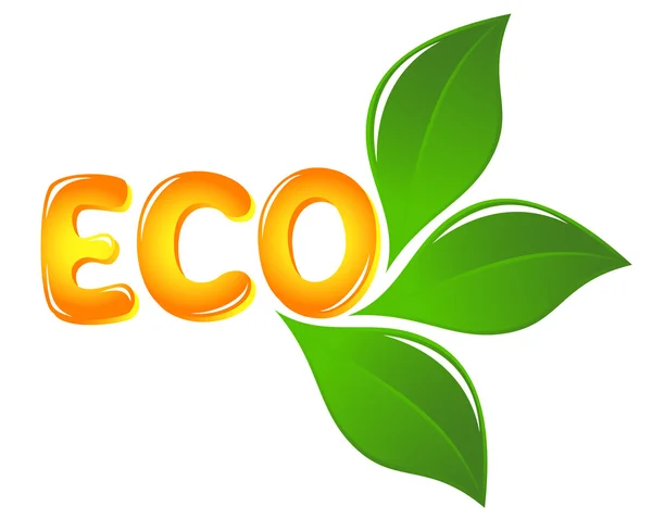 Eco texto con hojas — Vector de stock