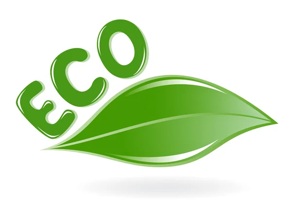 Hoja eco, icono verde — Vector de stock