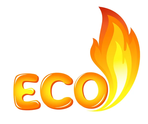 Panneau écologique avec flammes de feu — Image vectorielle