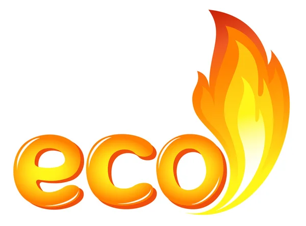 Eco segno con fiamme di fuoco — Vettoriale Stock