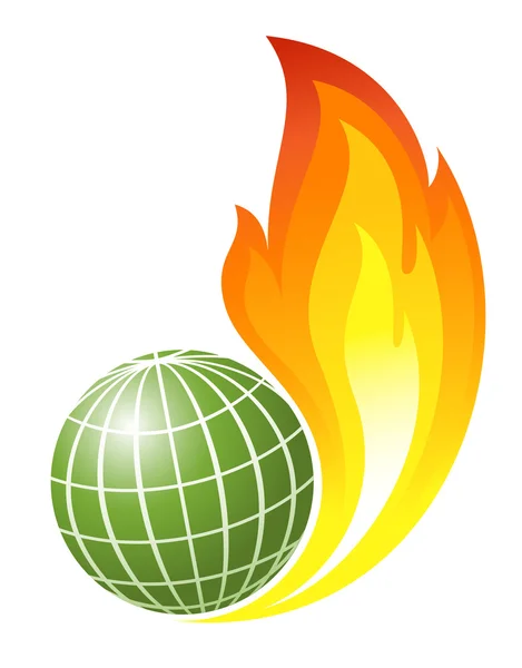 Abstract globe with fire flames — Stock Vector