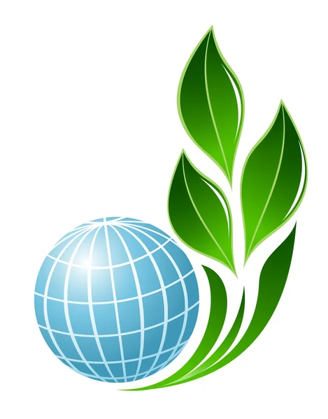 Globo abstrato com símbolo de planta — Vetor de Stock