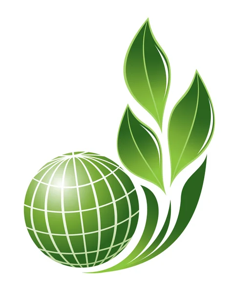 Abstrakter Globus mit Pflanzensymbol — Stockvektor