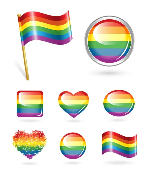 Conjunto de botões de arco-íris — Vetor de Stock