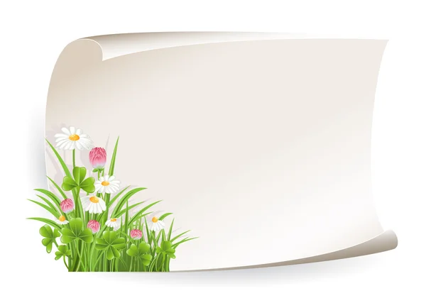 Papierbanner mit Blume — Stockvektor