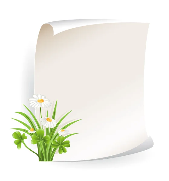 Banner de papel com flor — Vetor de Stock