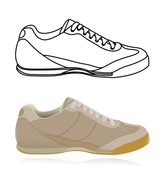 Schets van casual schoen, sneakers — Stockvector
