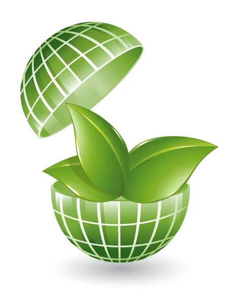 Globo verde com planta —  Vetores de Stock