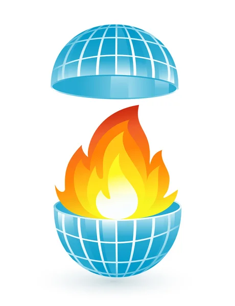 Absztrakt kék világon lángok tűz — Stock Vector