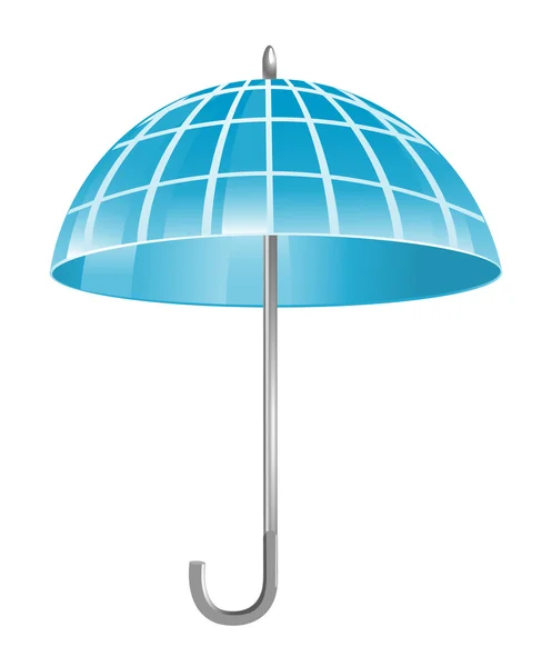 Globo azul como guarda-chuva —  Vetores de Stock