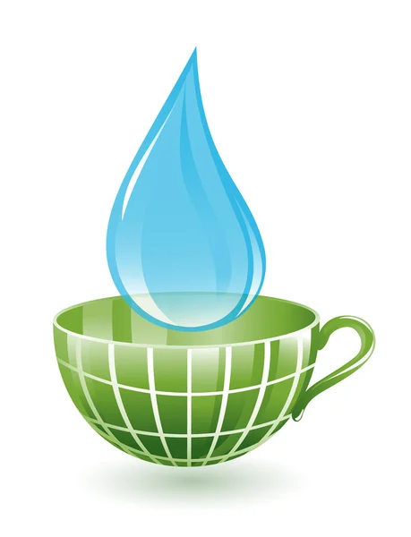 Drop and cup as green globe — Stock Vector