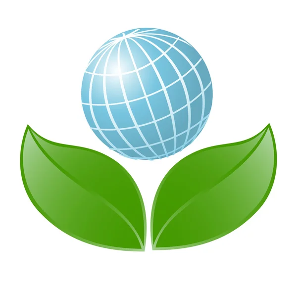 Символ земної кулі з рослиною. Векторна ілюстрація — стоковий вектор