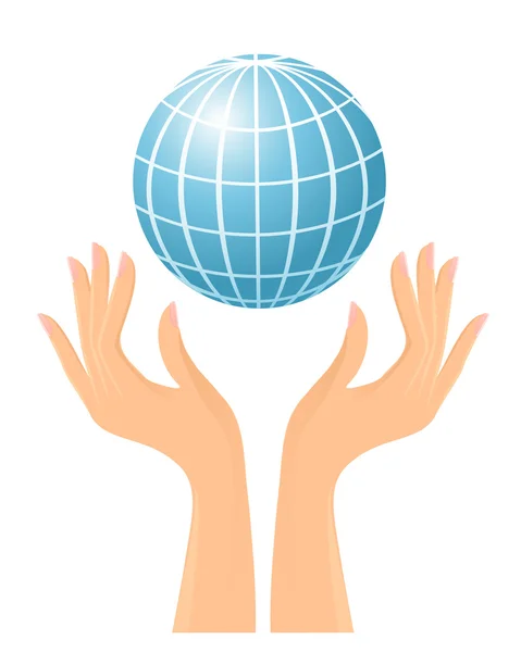 Globe et mains — Image vectorielle