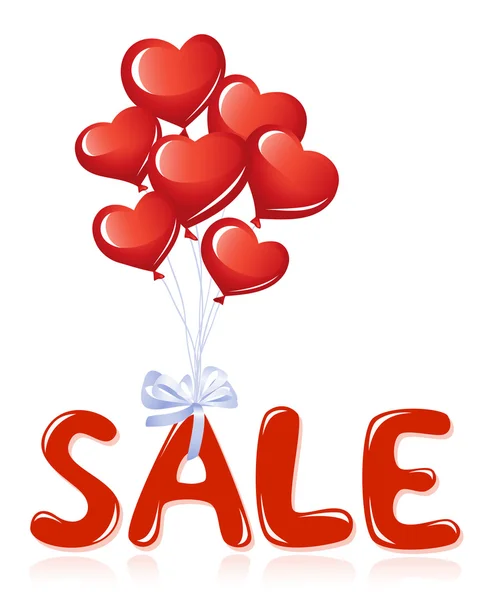 Sale message with heart balloons — Stock Vector