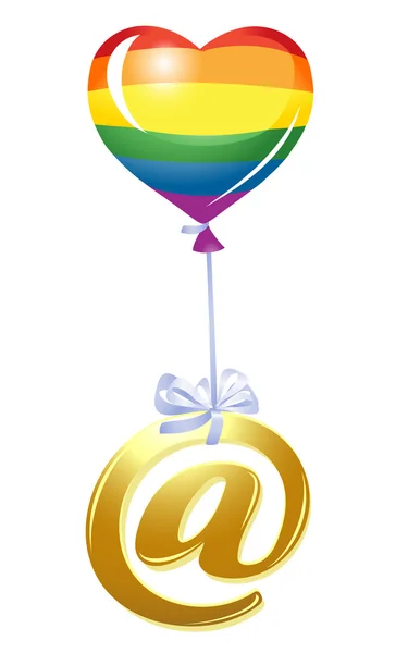 Al símbolo con globo de corazón de arco iris — Vector de stock